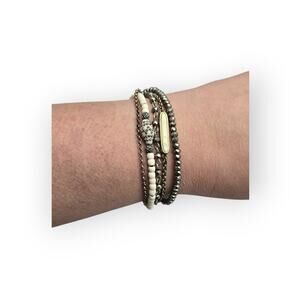 Lucky Brand Multi-Strand Beaded Charm Bracelet – Boho Mixed Metal​